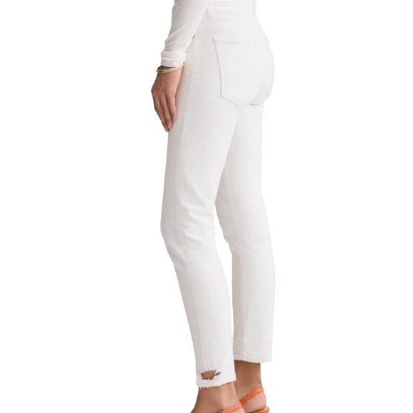 Agolde Jeans White Toni Straight Leg High Rise Distressed Hem Stretch Size 25 - Picture 1 of 8